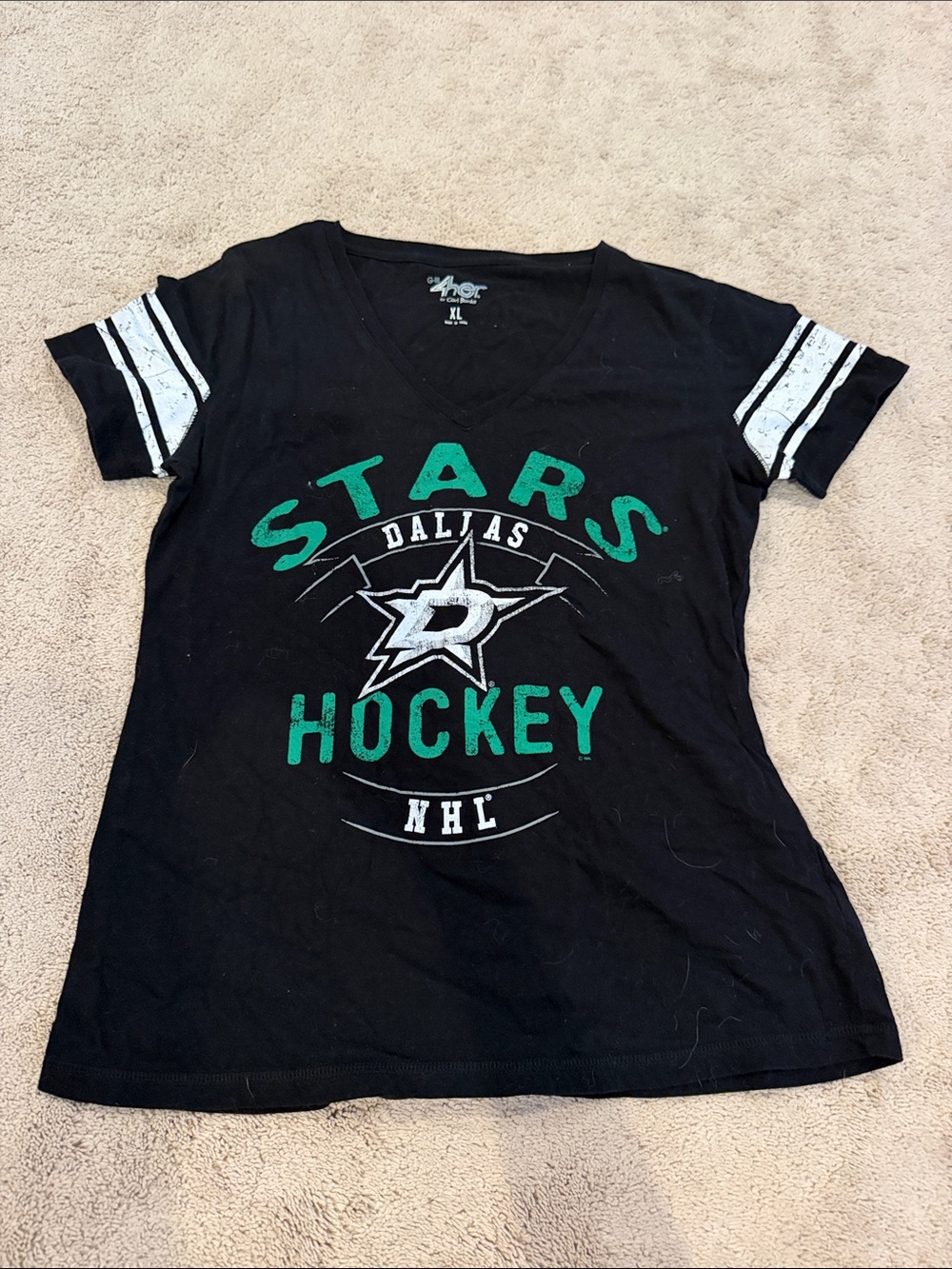 Dallas Stars NHL Women's Black Tee with Green Logo